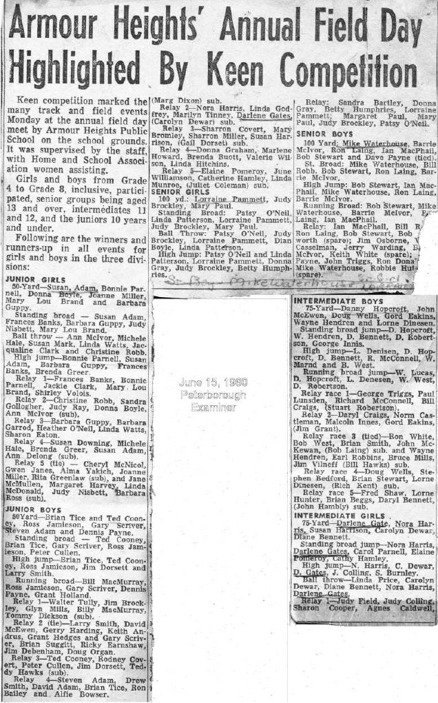 1960 June 15  Armour Heights Field Day Examiner Clipping fixed