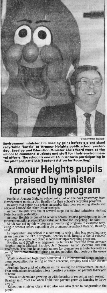 1986 to 1989 Environment Minister congratulates for STAR recycling program