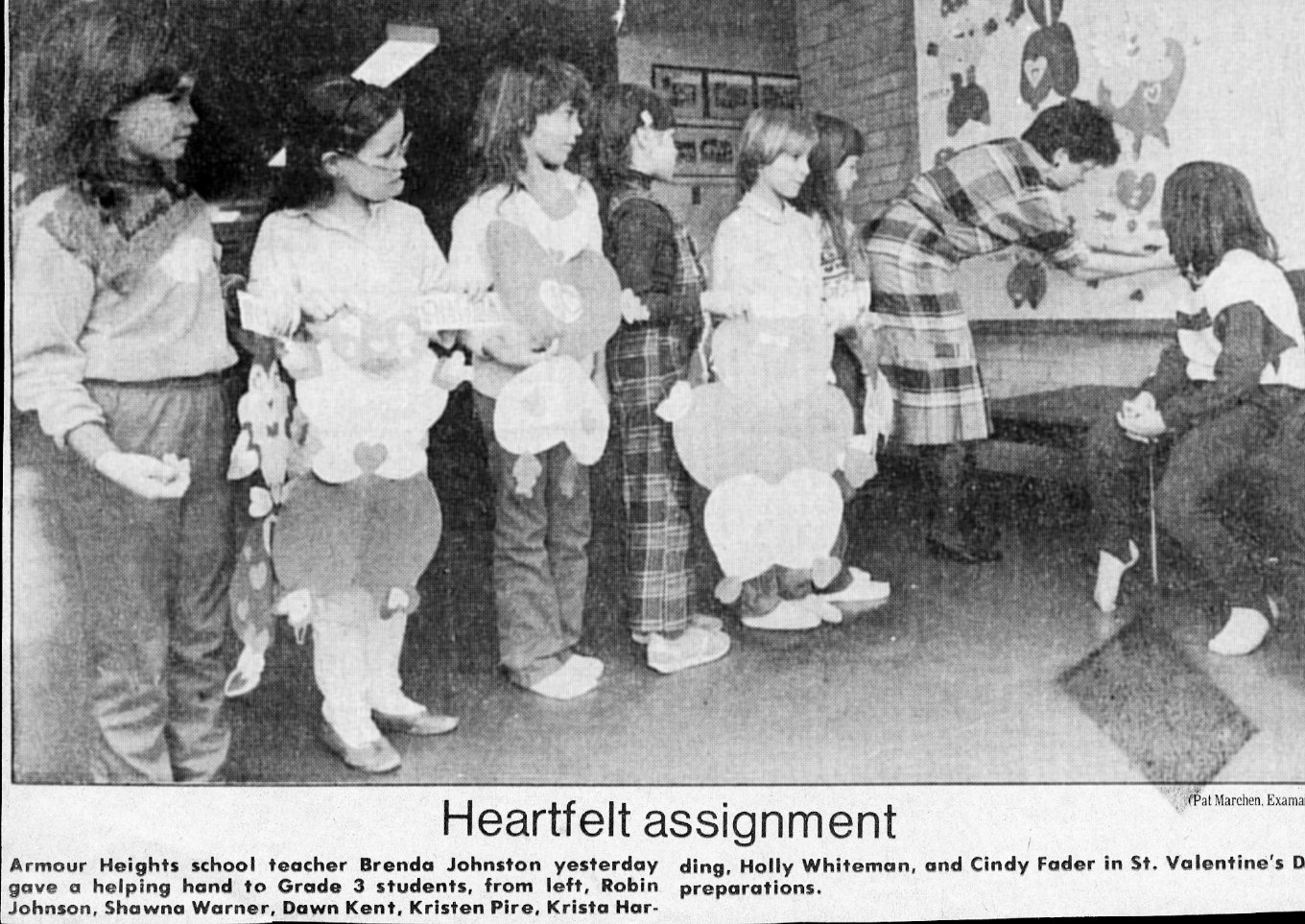 1986 to 1989 Valentine preparation Brenda Jonston teacher and students Grade 3