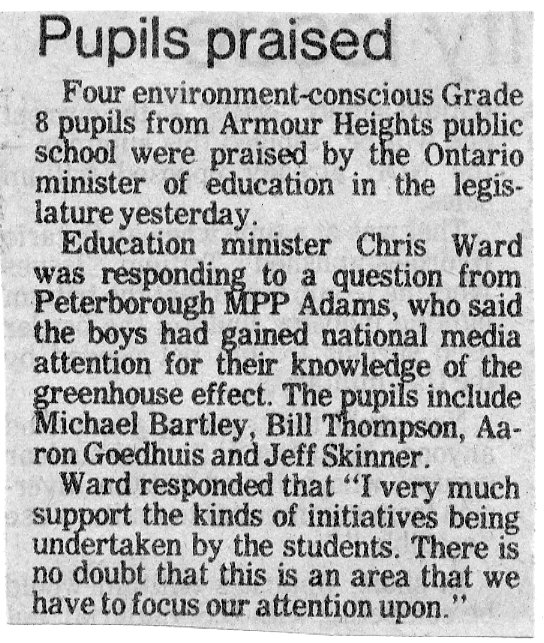 1989 Jan 31 pg 3 Greenhouse Activists Michael Bartley Bill Thompson Aaron Goedhuis Jeff Skinner