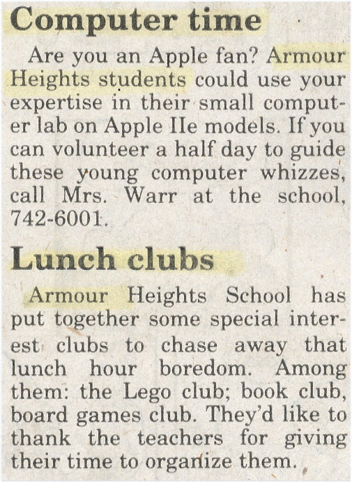 1996 Mar 26 computer volunteer needed and lunch clubs