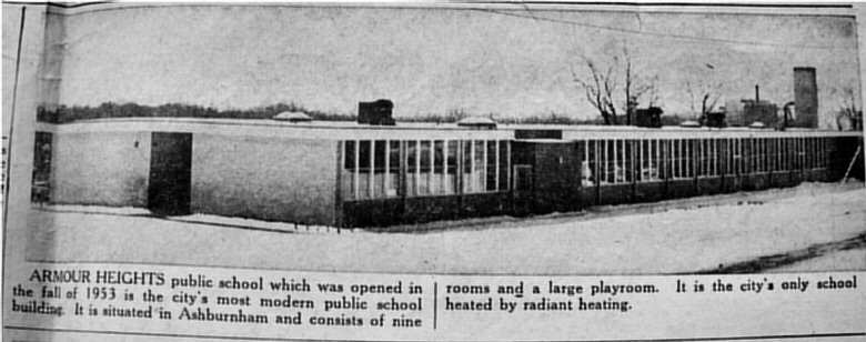 Peterborough Examiner article Armour Heights first year 1954